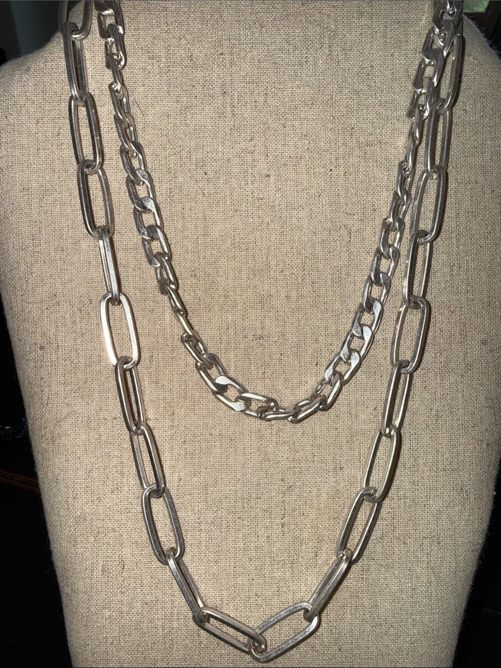 Double-Layer Silver Chain Necklace Set for Women